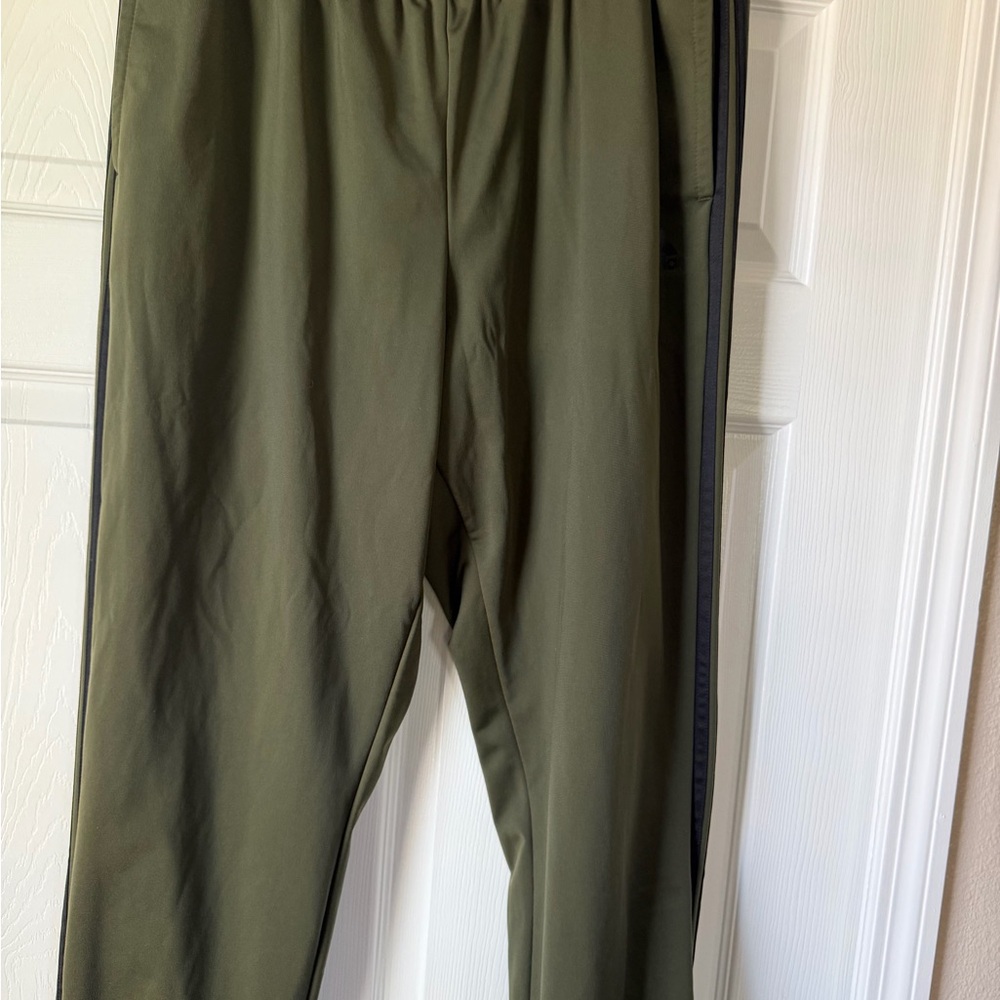Adidas Olive Green Joggers with Black Side Stripes